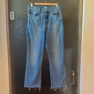 7 For All Mankind High Waist Slim Kick Raw Hem Jeans